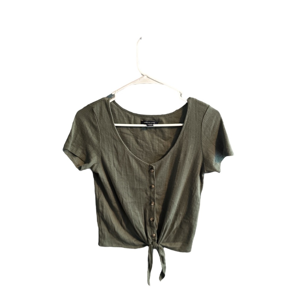 AE Green Crop Top Short Sleeve